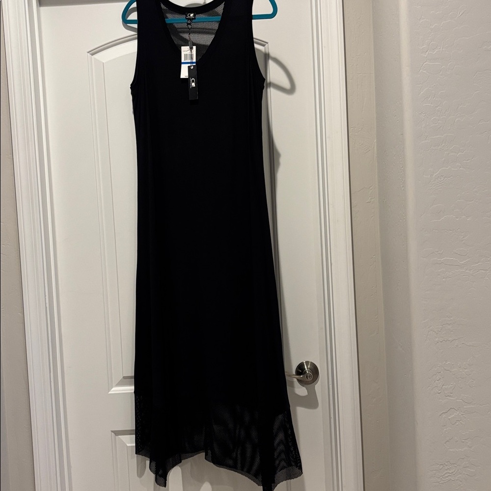 Black Sleeveless Dress with net accents. XL